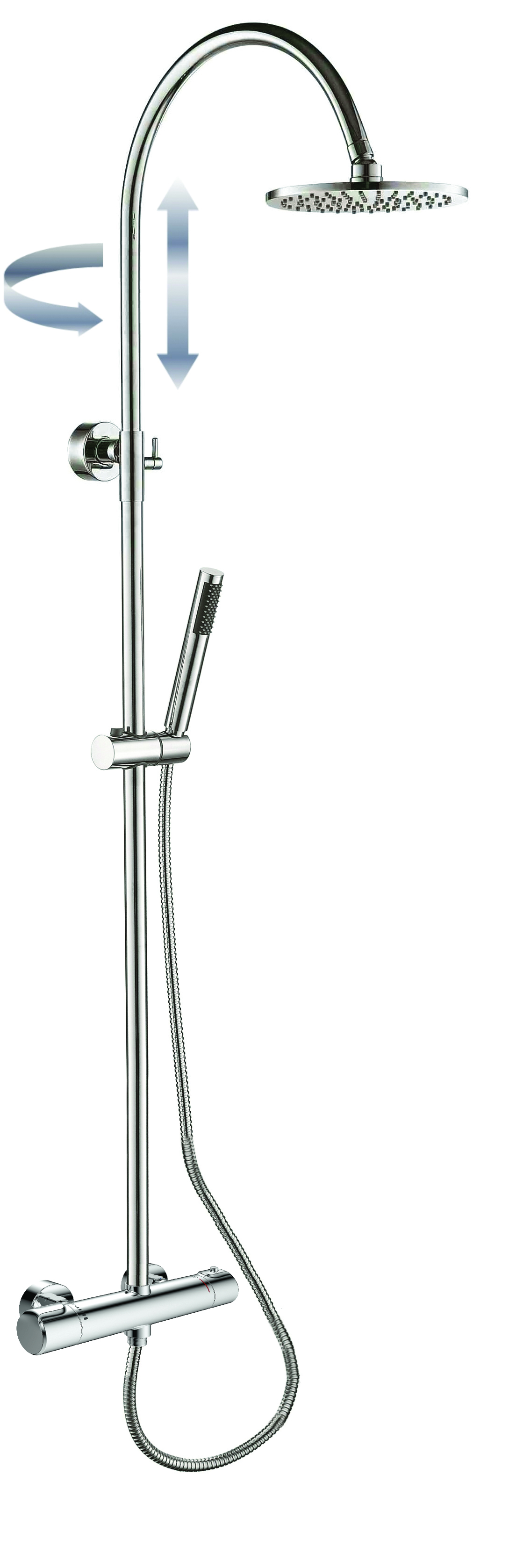 Standbrausegarnitur-Set AqvaShower bestehend aus: - Thermostat-Brause-Armatur 3/4" × 1/2″ Art. 054573950 - Standbrausegarnitur 3/4" - Brausebogen 180° - Kopfbrause 200 mm, rund - Stabhandbrause, rund - Metall-Brauseschlauch 1500mm × 1/2″ × 1/2″ Standbrausegarnitur-Set AqvaShower bestehend aus: - Thermostat-Brause-Armatur 3/4" × 1/2″ Art. 054573950 - Standbrausegarnitur 3/4" - Brausebogen 180° - Kopfbrause 200 mm, rund - Stabhandbrause, rund - Metall-Brauseschlauch 1500mm × 1/2″ × 1/2″