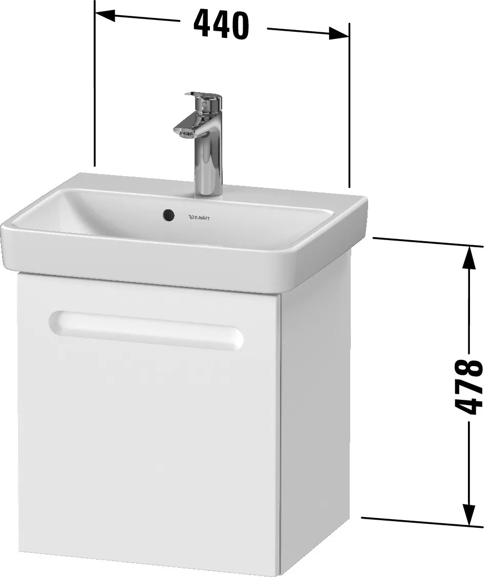 Duravit Waschtischunterschrank wandhängend „No.1“ 44 × 47,8 × 38,6 cm in Beton Matt