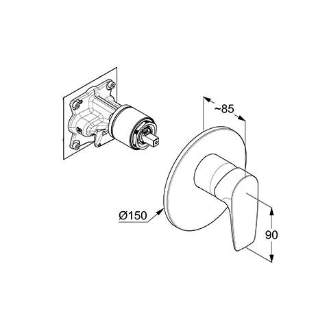 Kludi PURE&SOLID UP-Br-EHM,Feinbau-Set m. Funktionseinheit chrom