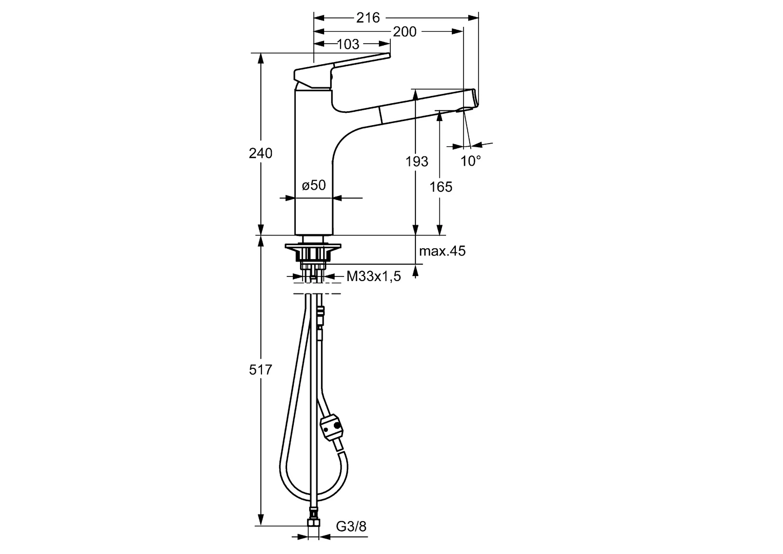 HansaRONDA Einhebelmischer Küchenarmatur HansaRONDA 0334 Ausladung 200 mm DN15 Chrom HansaRONDA Einhebelmischer Küchenarmatur HansaRONDA 0334 Ausladung 200 mm DN15 Chrom