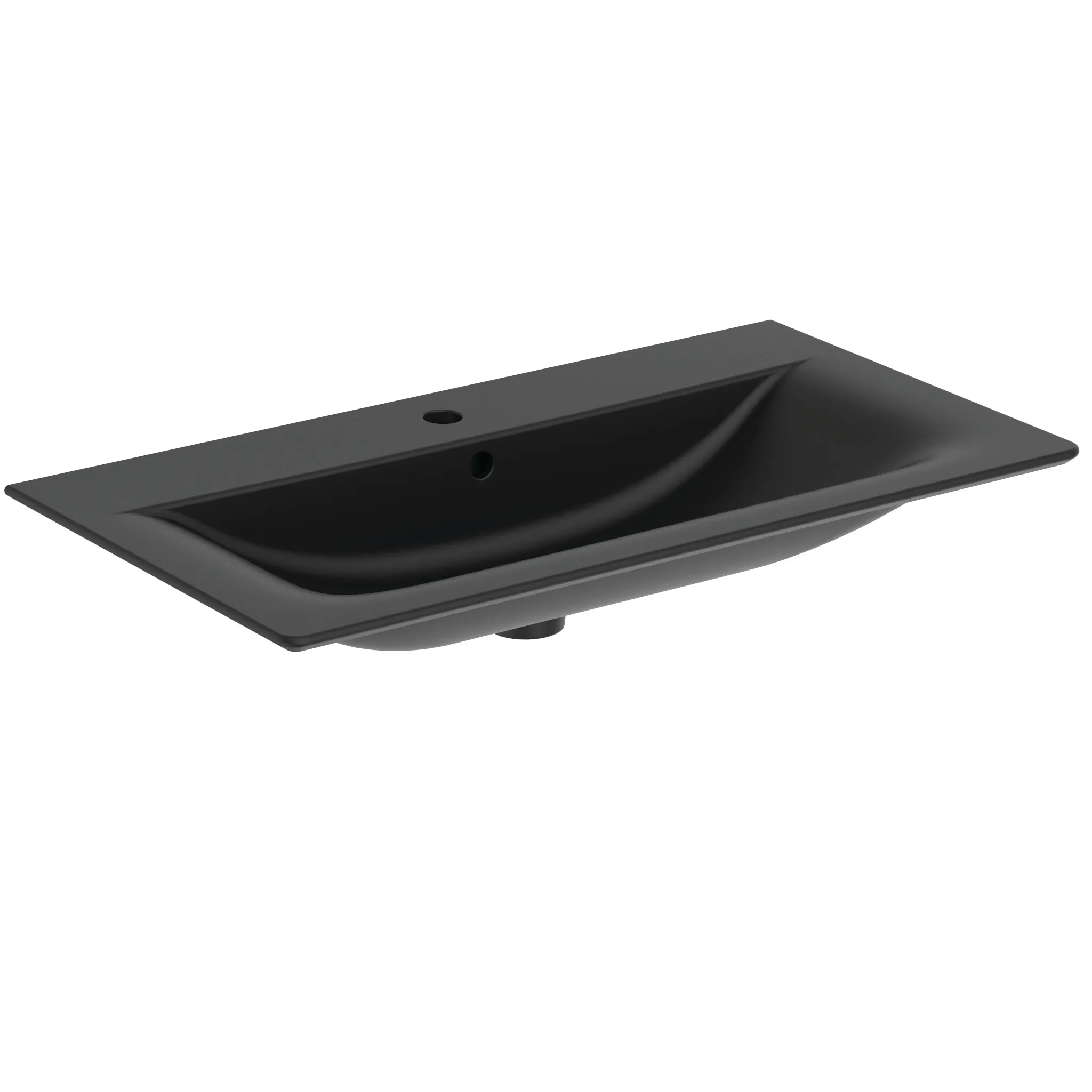Waschbecken „ConnectAir“ 84 × 46 × 16,5 cm, Hahnlochposition mittig in Schwarz Matt Waschbecken „ConnectAir“ 84 × 46 × 16,5 cm, Hahnlochposition mittig in Schwarz Matt