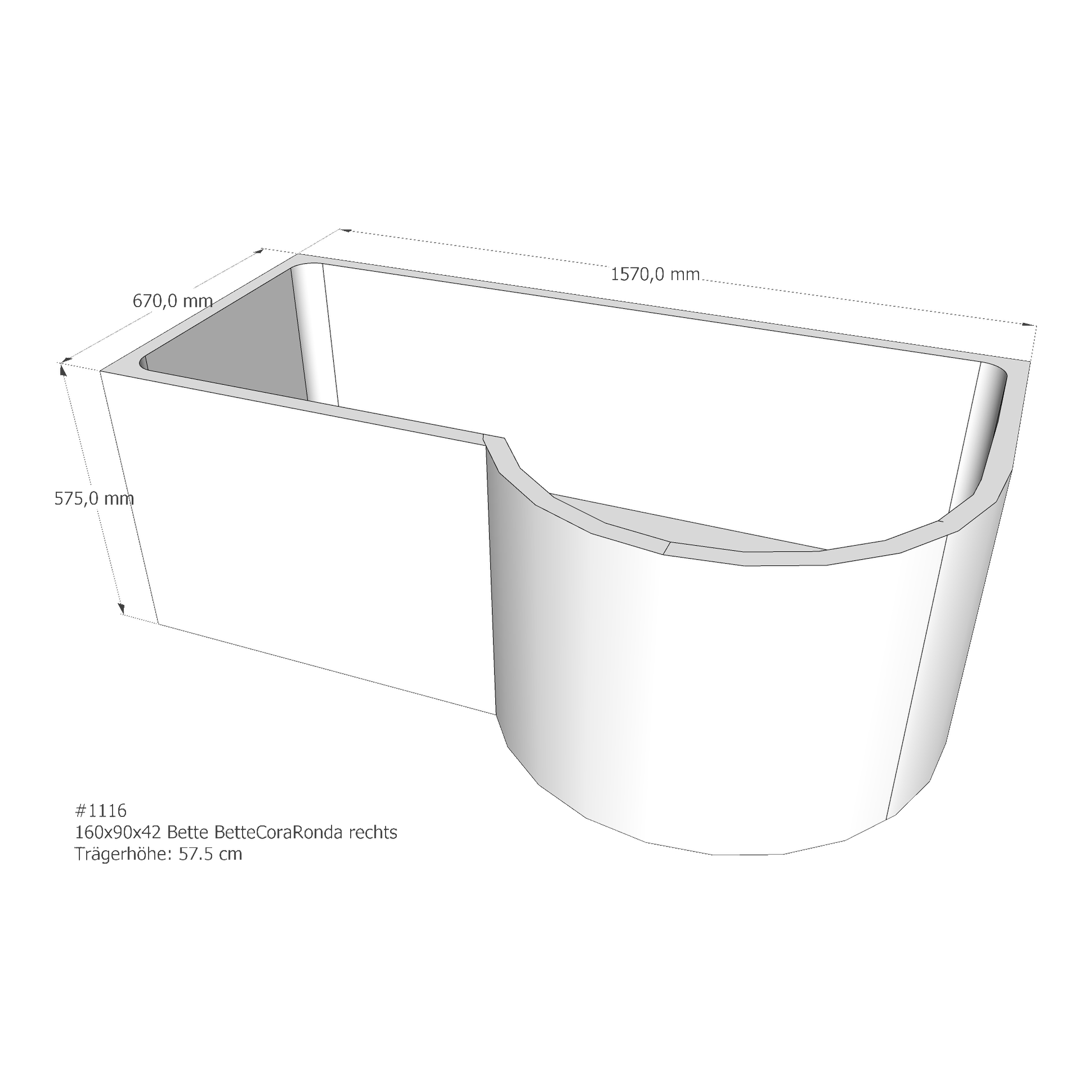 Badewannenträger für Bette BetteClassic 190 × 80 × 45 cm