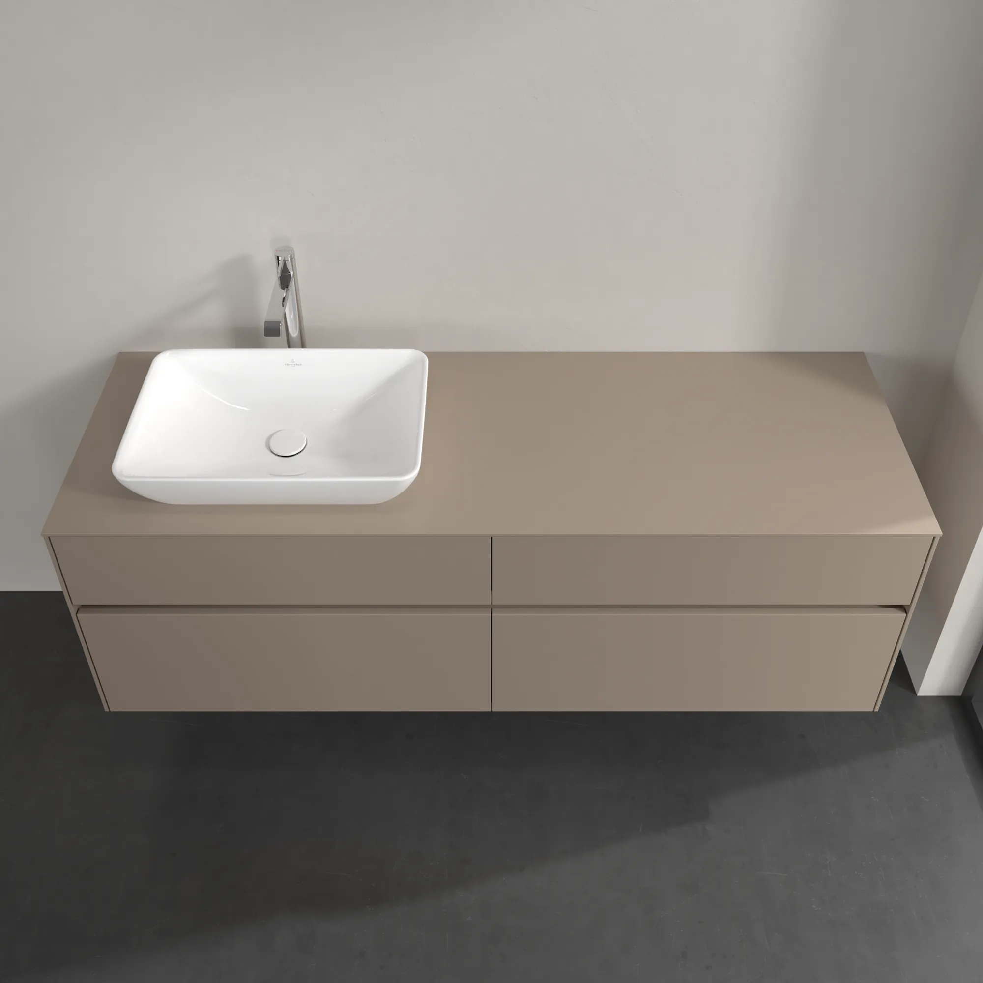 Villeroy & Boch Waschtischunterschrank „Collaro“ 1600 × 548 × 500 mm Taupe, ohne Beleuchtung, für Becken links