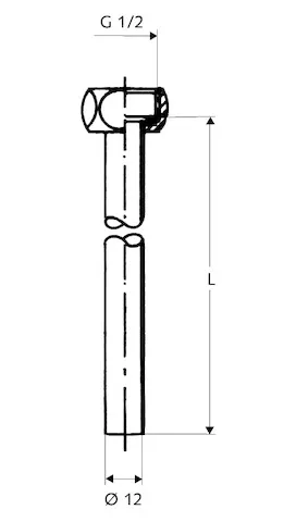 Kupferrohr-Anschluss-Set Ø 12 mm, 2 Kupferrohre, einerseits mit Bördel und G 1/2 Überwurfmutter inkl. Dichtring, andererseits glatt, 500 mm, chrom