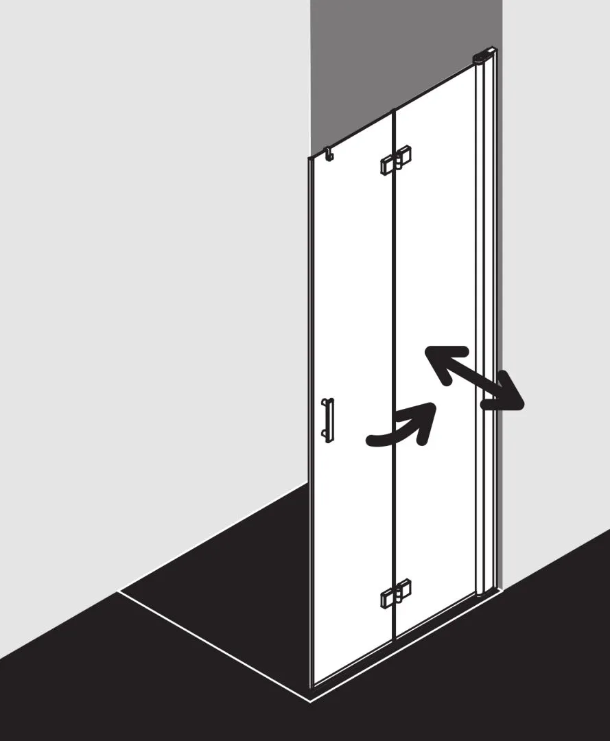 Kermi Duschdesign Walk-In-Duschkabine Pendel-Falt rechts „DIGA“ Glas SR Opaco, Profile Silber Hochglanz, BV: 880 - 900 mm WE: 890 - 910 mm H: 2000 mm Kermi Duschdesign Walk-In-Duschkabine Pendel-Falt rechts „DIGA“ Glas SR Opaco, Profile Silber Hochglanz, BV: 880 - 900 mm WE: 890 - 910 mm H: 2000 mm