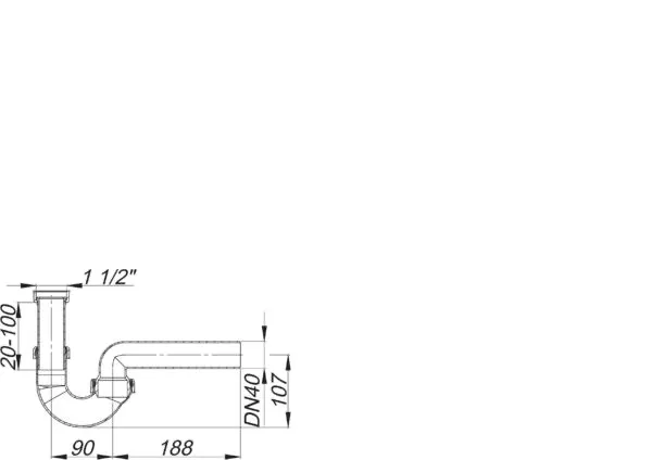 Röhren-Siphon 100/0, 1 1/2″ x DN 40