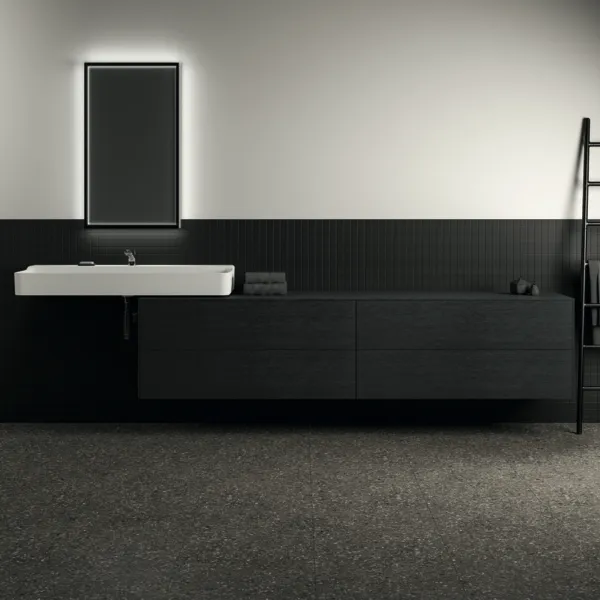 Ideal Standard Conca Waschtischunterschrank, Eiche geflammt, 4 Auszüge, Push-Open mit Softclose, 2387x505x550 mm
