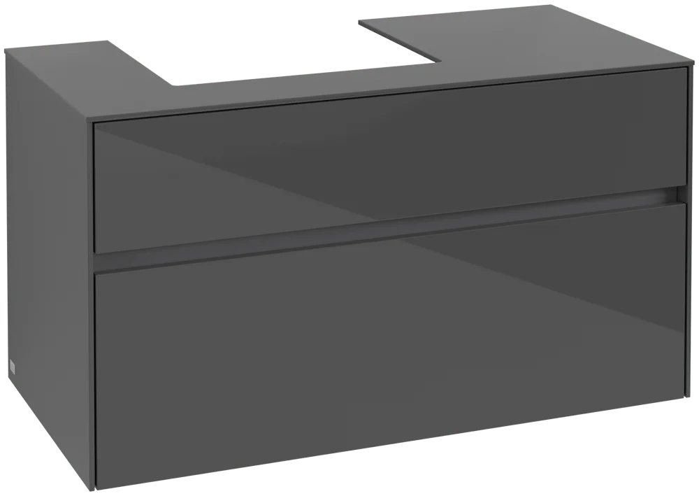 Villeroy & Boch Waschbeckenunterschrank Collaro C01400, Eckig Glossy Grey, 1.000 x 548 x 500 mm, mit SoftClosing, 2 Auszügen, 1 Waschbecken Villeroy & Boch Waschbeckenunterschrank Collaro C01400, Eckig Glossy Grey, 1.000 x 548 x 500 mm, mit SoftClosing, 2 Auszügen, 1 Waschbecken