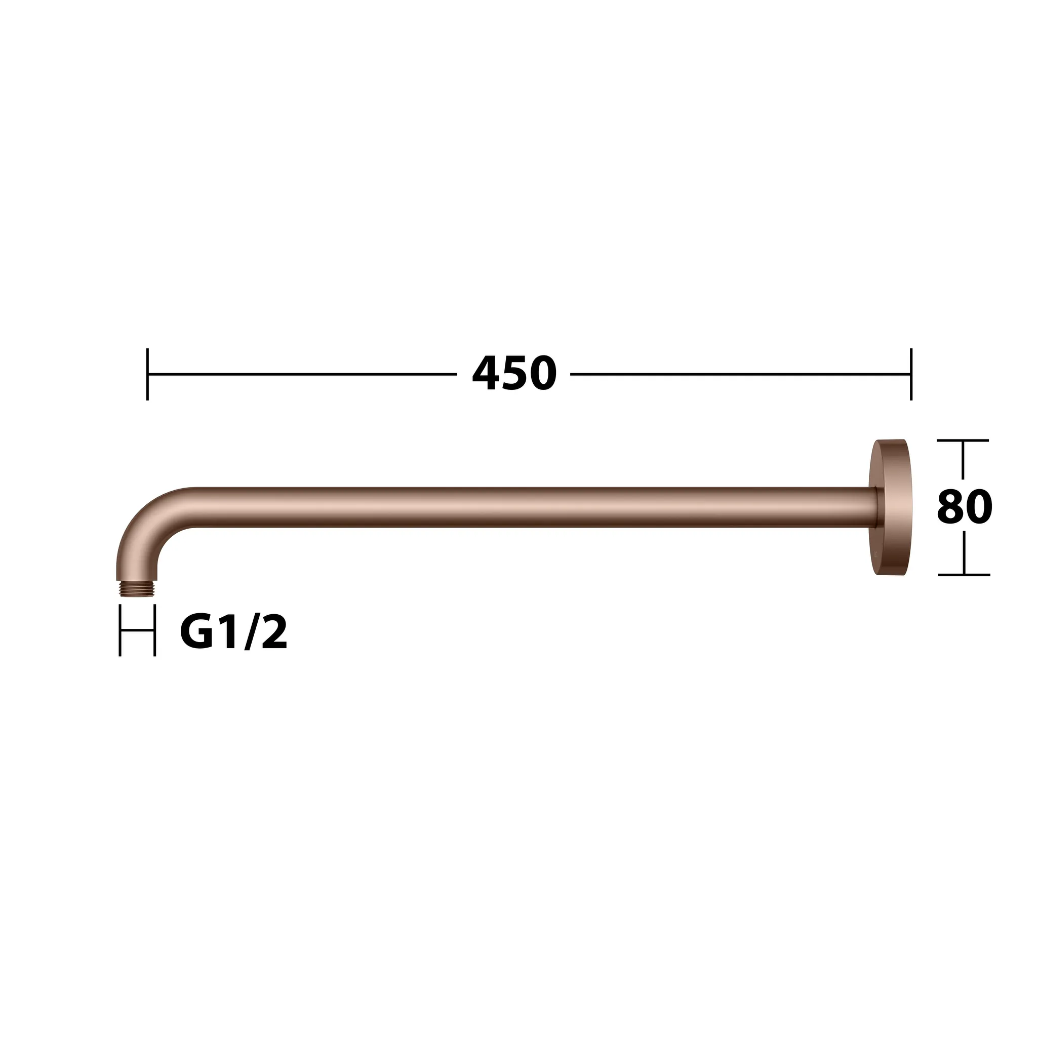 Brausen und Brausezubehör Brausearm Wandanschluss 450 mm Rotgold gebürstet