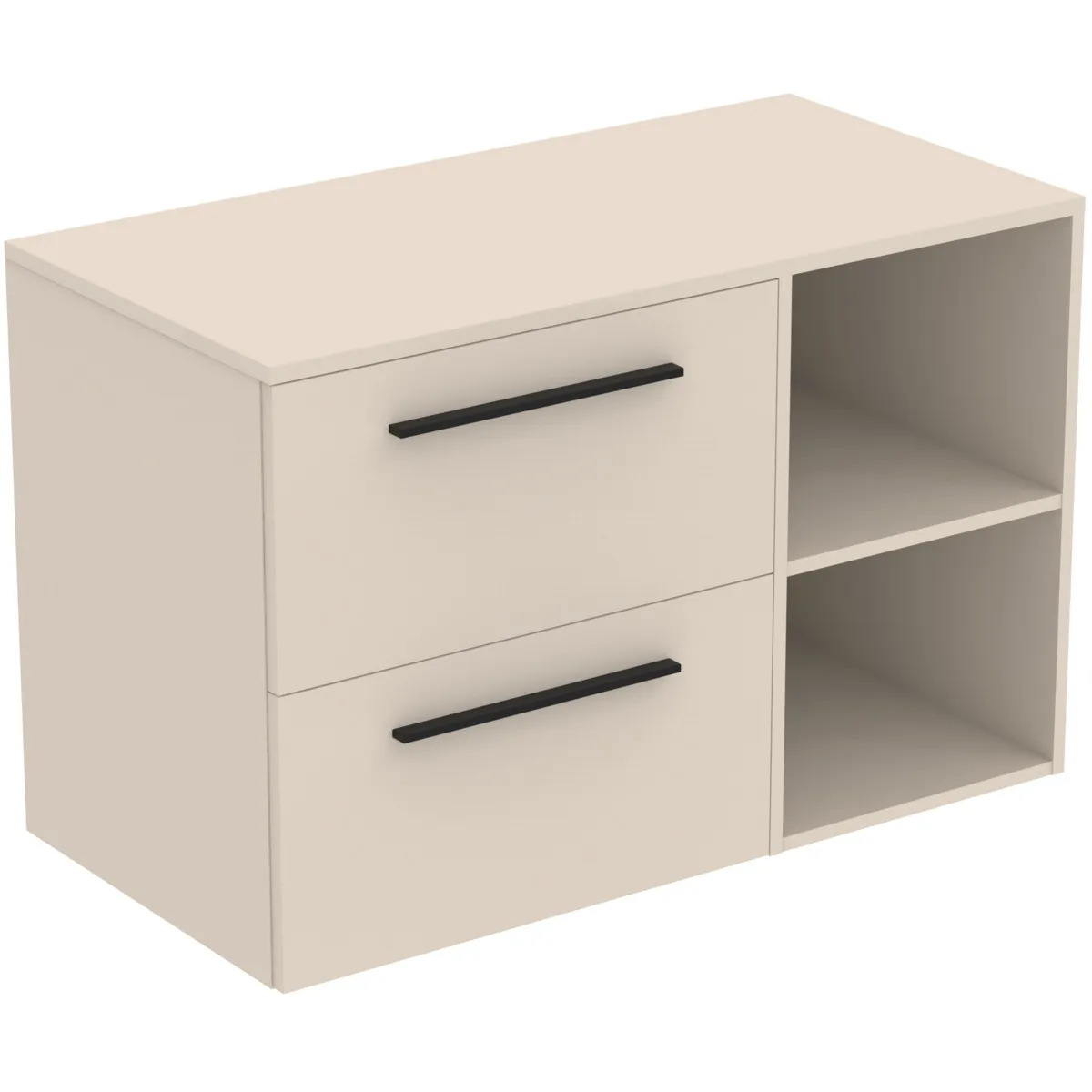 Ideal Standard i.life B 100cm Möbel-Set 2 Auszüge 2 offene Fächer Schwarz Sandbeige matt Ideal Standard i.life B 100cm Möbel-Set 2 Auszüge 2 offene Fächer Schwarz Sandbeige matt