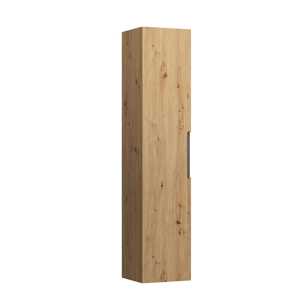 Hochschrank JUNA 335x353x1650 1Tür Scharnier links mit 4 Ablage mit Griffmulde weiß matt