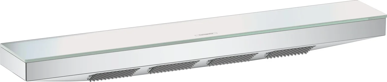 Hansgrohe Rainfinity Schulterbrause 500 1jet mit Duschablage, Chrom, 502 x 80 mm Brausekopfgröße, PowderRain Strahlart, 309 x 28 mm Strahlfläche