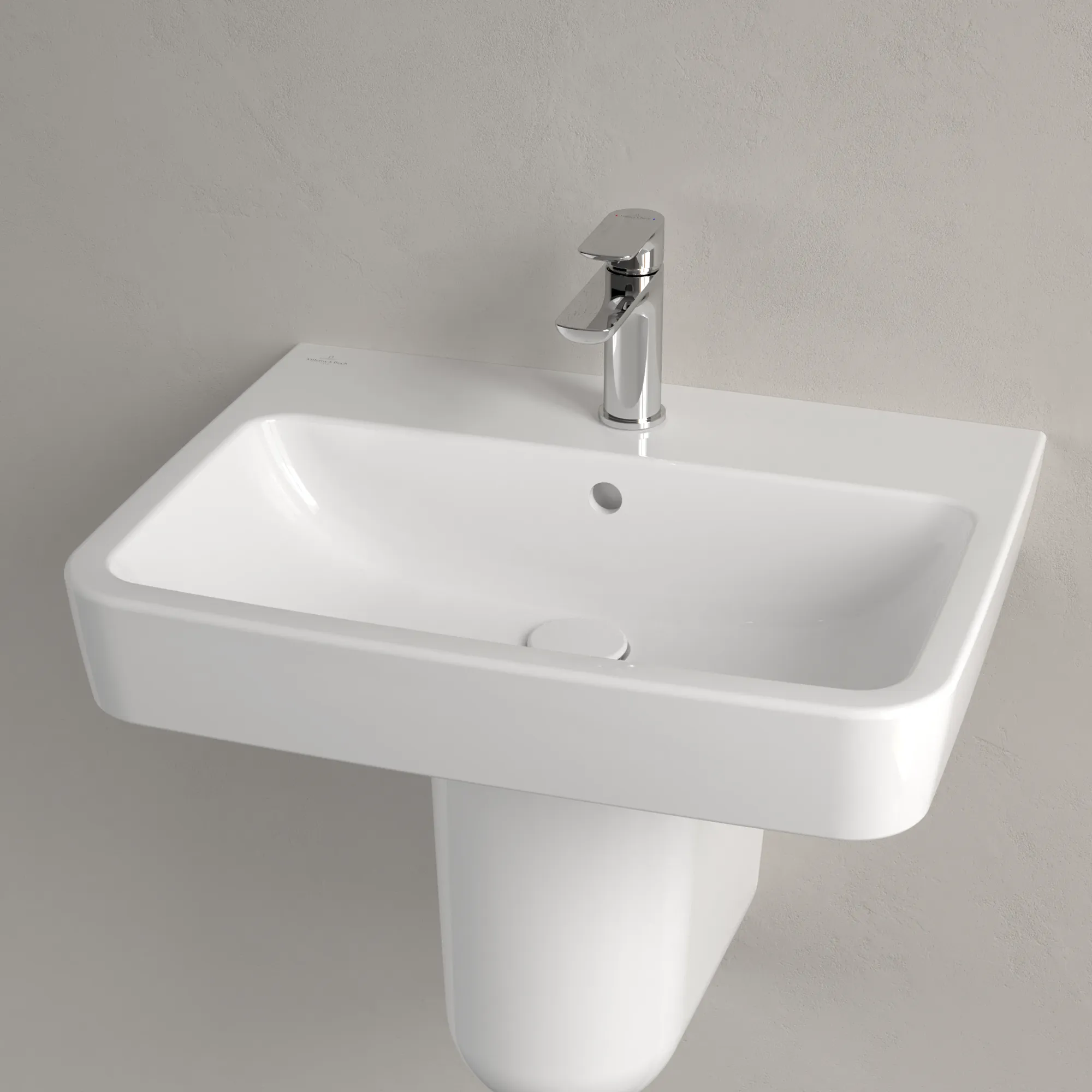 Villeroy & Boch Wandwaschtisch „O.novo“ 600 × 460 × 175 mm, für Becken mittig, mit Hahnlochbohrung, Hahnlochposition mittig in Weiß Alpin Villeroy & Boch Wandwaschtisch „O.novo“ 600 × 460 × 175 mm, für Becken mittig, mit Hahnlochbohrung, Hahnlochposition mittig in Weiß Alpin
