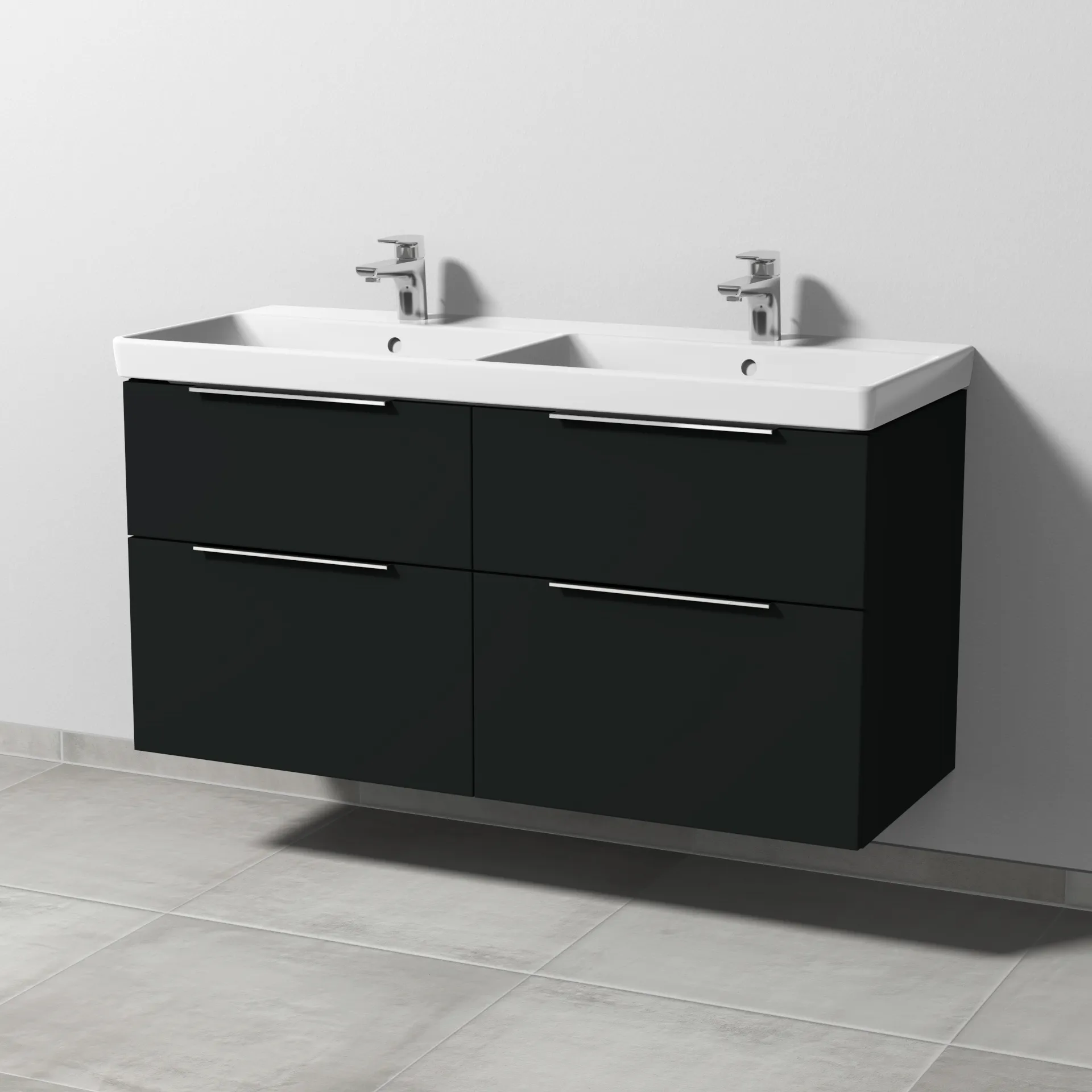 Sanipa Waschtischunterschrank „3way“ passend zu Keramik-Waschtische Avento von Villeroy & Boch 1180 × 580 × 452 mm in Vulkan (matt)