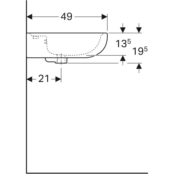 Wandwaschtisch „Renova“, mit Überlauf, Hahnlochposition mittig 60 × 49 cm Wandwaschtisch „Renova“, mit Überlauf, Hahnlochposition mittig 60 × 49 cm