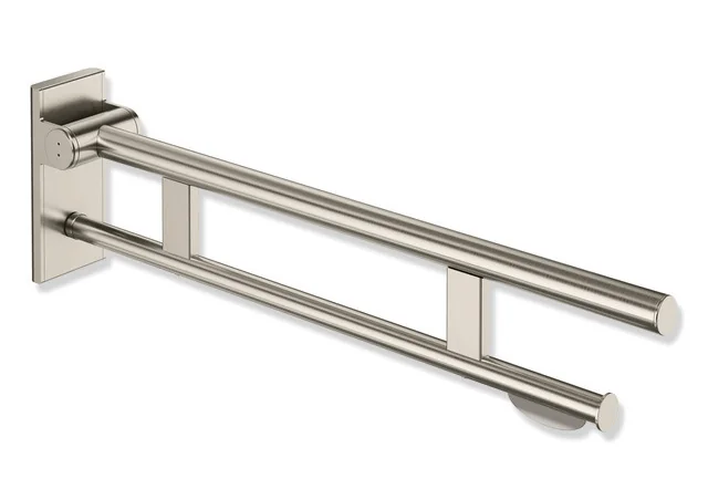 HEWI System 900 Mobiler Stützklappgriff Duo, Design A, Edelstahl PVD, 750 mm Ausladung