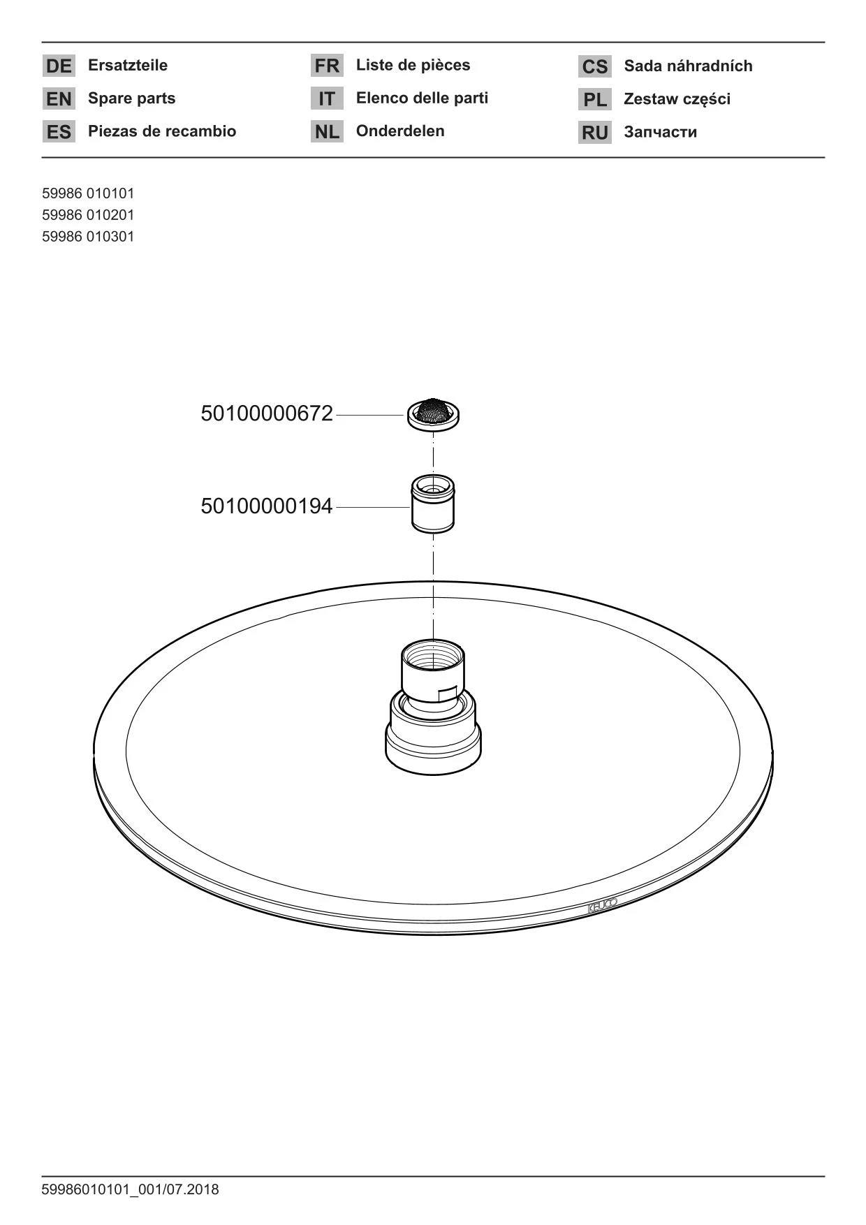 Arm.-Zub. 59986010301 Kopfbrause rund 300 mm Chrom-finish