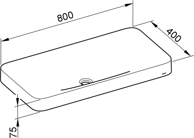 KEUCO Aufsatzwaschtisch „Edition 400“, ohne Hahnlochbohrung in Weiß, 800 × 400 × 75 mm