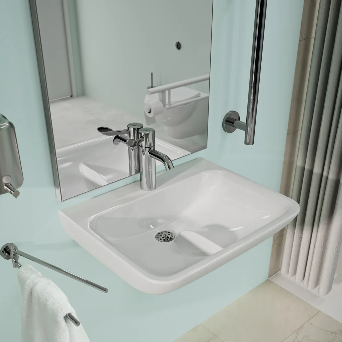 Waschtisch-Thermostat Ceraplus Safe SQ ohne Ablaufgarnitur Ausladung 110mm Chrom Waschtisch-Thermostat Ceraplus Safe SQ ohne Ablaufgarnitur Ausladung 110mm Chrom