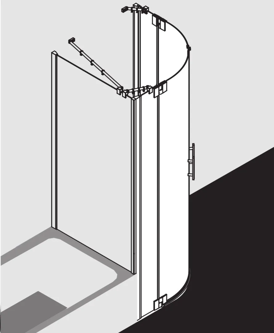 Kermi Duschdesign Viertelkreis-Duschkabine mit Pendeltüren mit Festfeldern für gleichschenklige Wannen „FILIA XP“ Glas Klar, Profile Silber Hochglanz, BV: 875 - 900 mm GAK: 860 - 885 mm WE: 885 - 910 mm H: 2000 mm