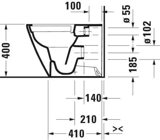 Stand-Tiefspül-WC back to wall „D-Neo“ 37 × 40 × 58 cm in, Abgang waagerecht