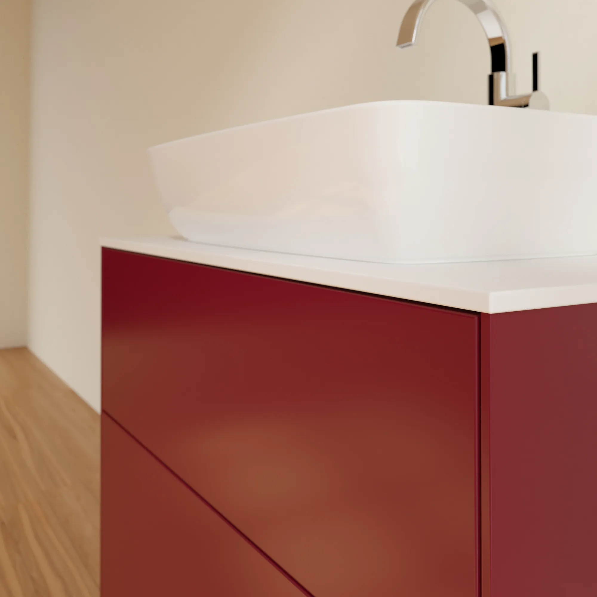Villeroy & Boch Waschtischunterschrank „Finion“ für Schrankwaschtisch 800 × 603 × 501 mm Peony Matt Lacquer, für Becken mittig, mit Hahnlochbohrung Villeroy & Boch Waschtischunterschrank „Finion“ für Schrankwaschtisch 800 × 603 × 501 mm Peony Matt Lacquer, für Becken mittig, mit Hahnlochbohrung