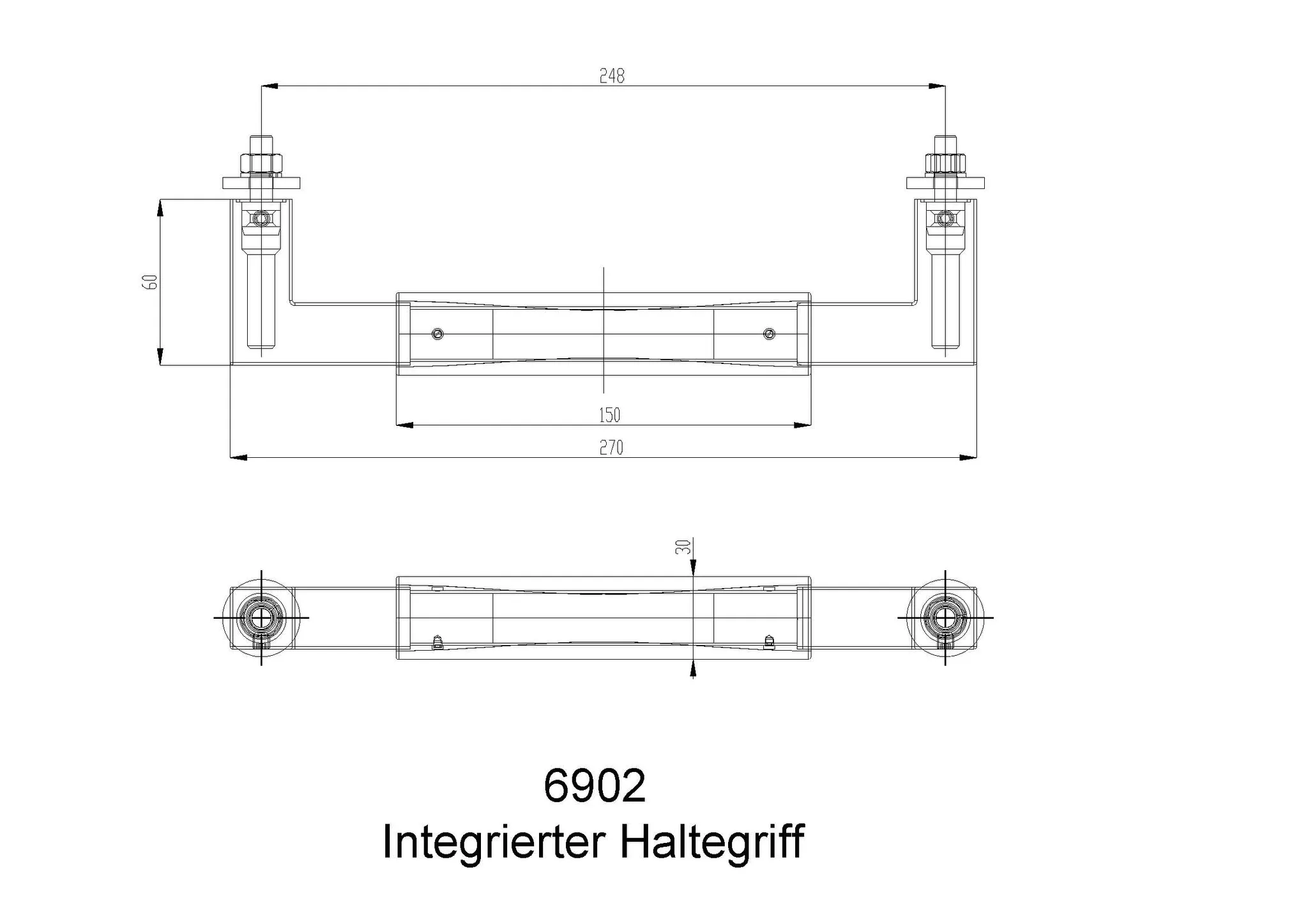 Zubehör, Integrierter Haltegriff aus wasserbeständigem Doussie Holz