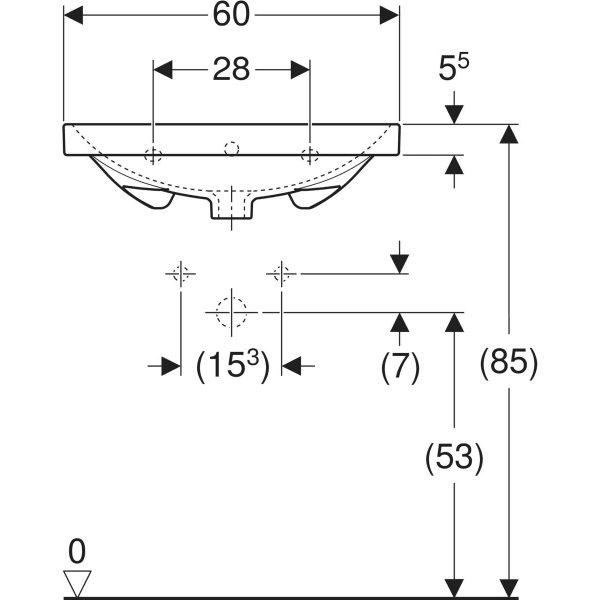 Wandwaschtisch „Acanto“, rechteckig 60 × 48,2 cm in weiß alpin Wandwaschtisch „Acanto“, rechteckig 60 × 48,2 cm in weiß alpin
