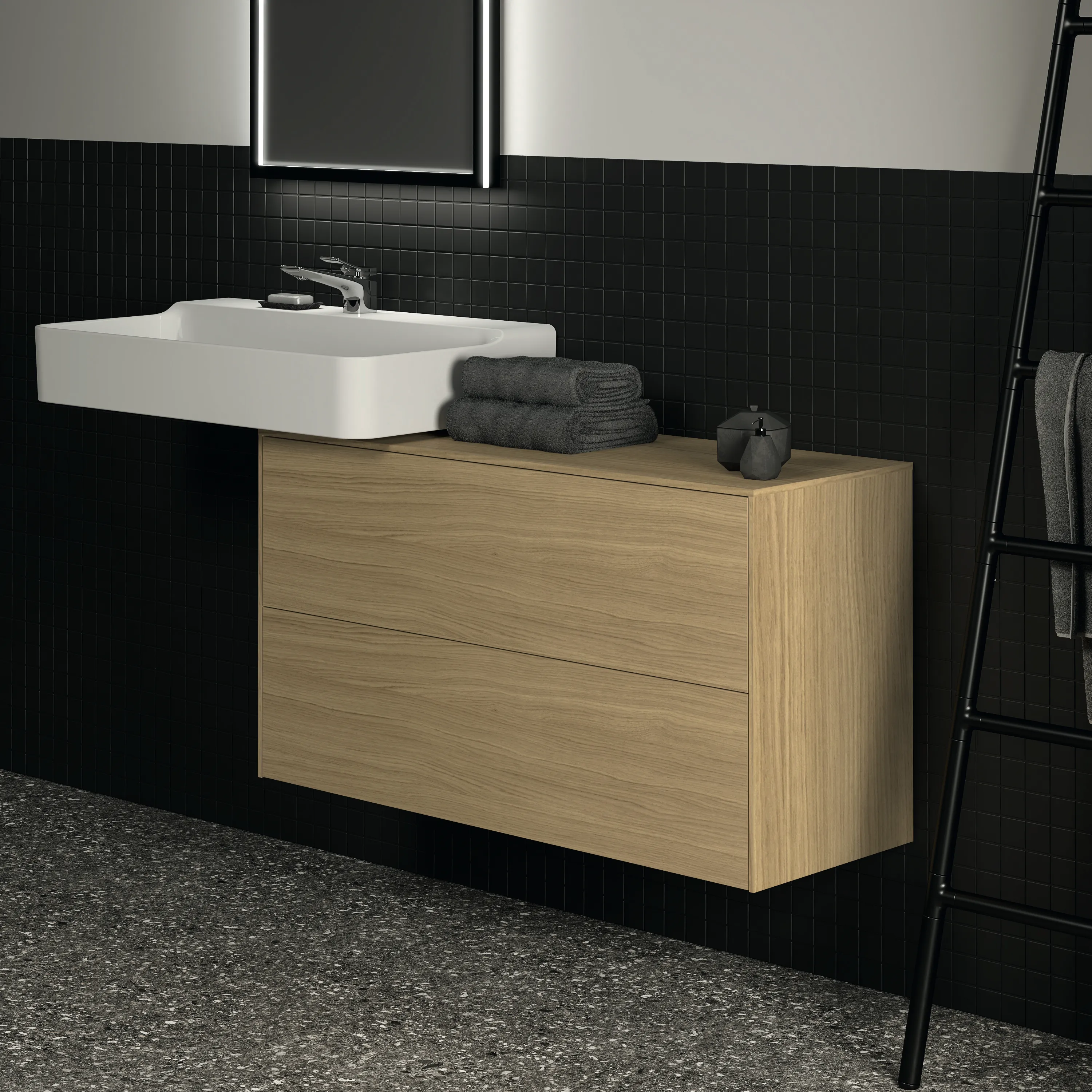 Ideal Standard Waschtischunterschrank „Conca“ 100,2 × 55 × 37,3 cm Eiche hell Furnier Ideal Standard Waschtischunterschrank „Conca“ 100,2 × 55 × 37,3 cm Eiche hell Furnier
