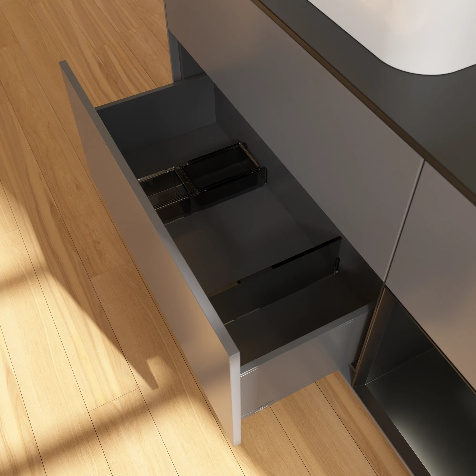 Villeroy & Boch Waschtischunterschrank „Finion“ für Schrankwaschtisch 1200 × 603 × 501 mm Anthracite Matt Lacquer, für Becken links