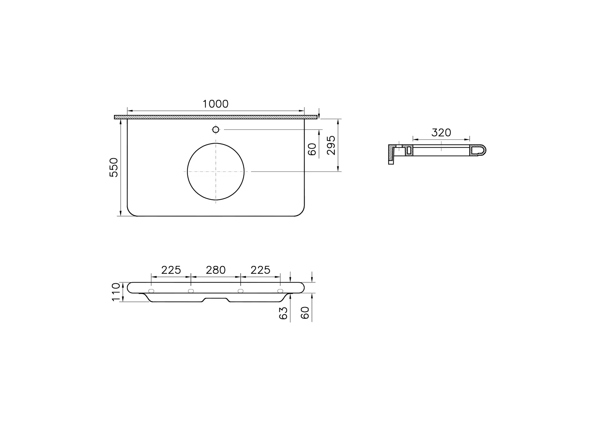 Liquid Konsolenplatte Breite 100 cm mit Waschtischausschnitt und Hahnloch Sanitärkeramik Weiß Hochglanz mit Oberflächenveredelung Clean Liquid Konsolenplatte Breite 100 cm mit Waschtischausschnitt und Hahnloch Sanitärkeramik Weiß Hochglanz mit Oberflächenveredelung Clean