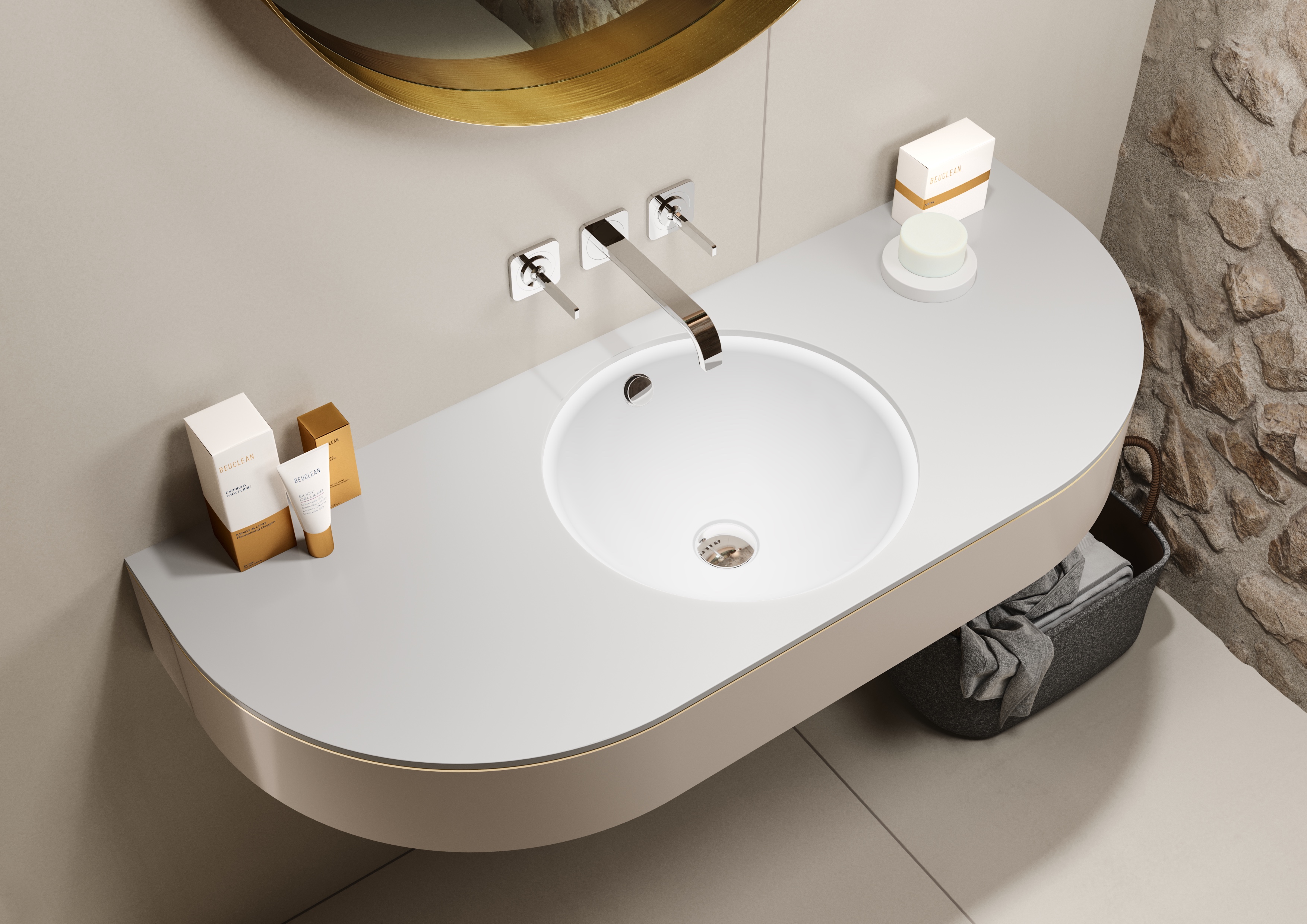 Unterbauwaschtisch „Classic“ ⌀ 43,2 × 13,7 cm weiß mit Perl-Effekt SONDERANGEBOT Unterbauwaschtisch „Classic“ ⌀ 43,2 × 13,7 cm weiß mit Perl-Effekt SONDERANGEBOT