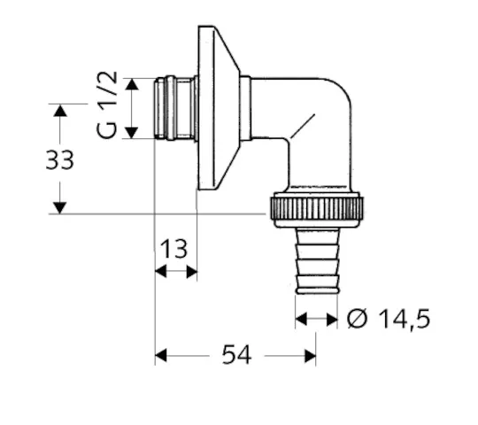 Anschlussbogen mit Rosette, DN 15 G 1/2 AG mit ASAG easy, Schlauchverschraubung Ø 14,5 mm (DN 20 G 3/4 AG), chrom