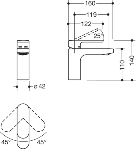 Einhand-Waschtischmischer „System-Armaturen“ Ausladung 160 mm Einhand-Waschtischmischer „System-Armaturen“ Ausladung 160 mm