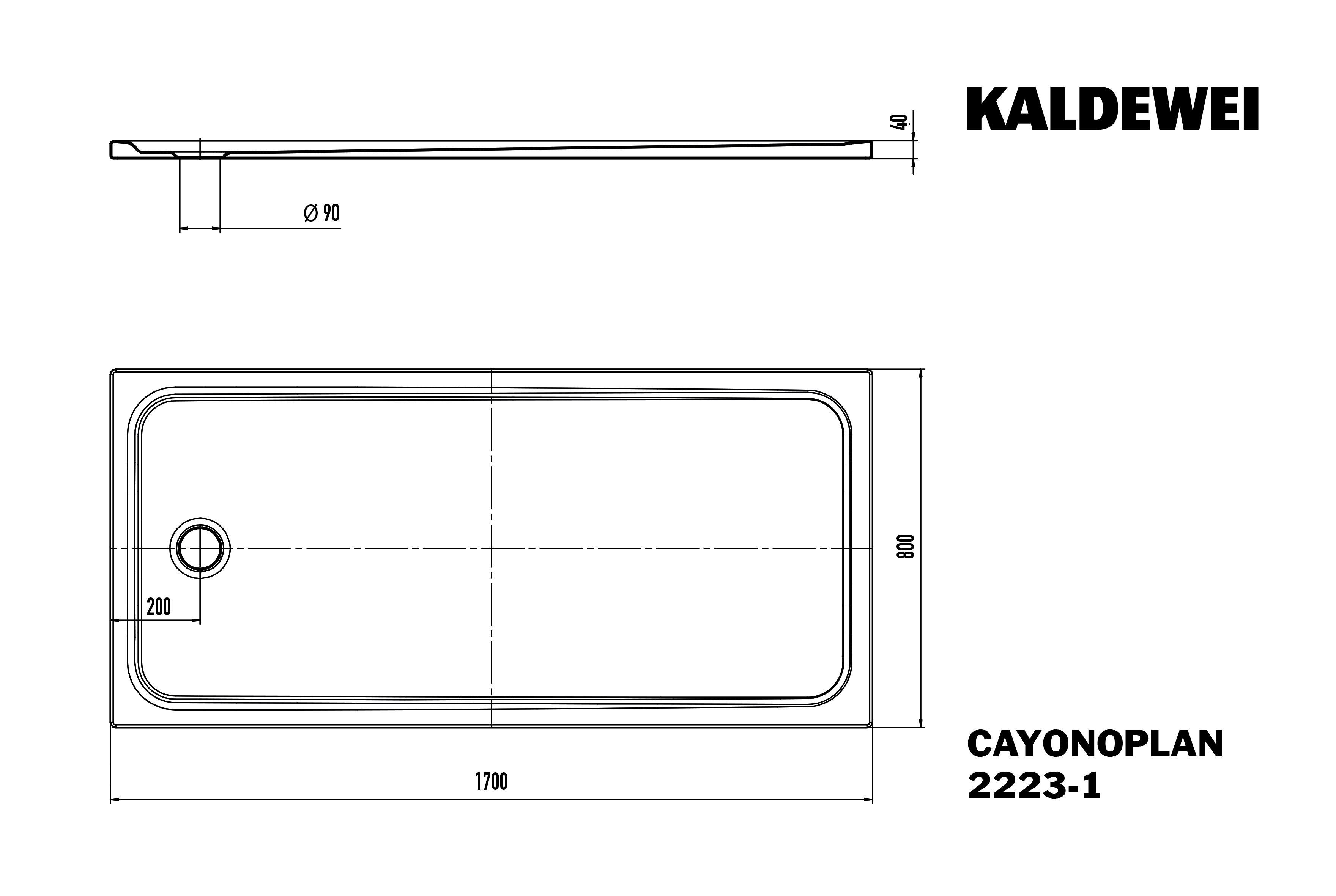 Kaldewei rechteck Duschwanne „Cayonoplan“ 80 × 170 cm