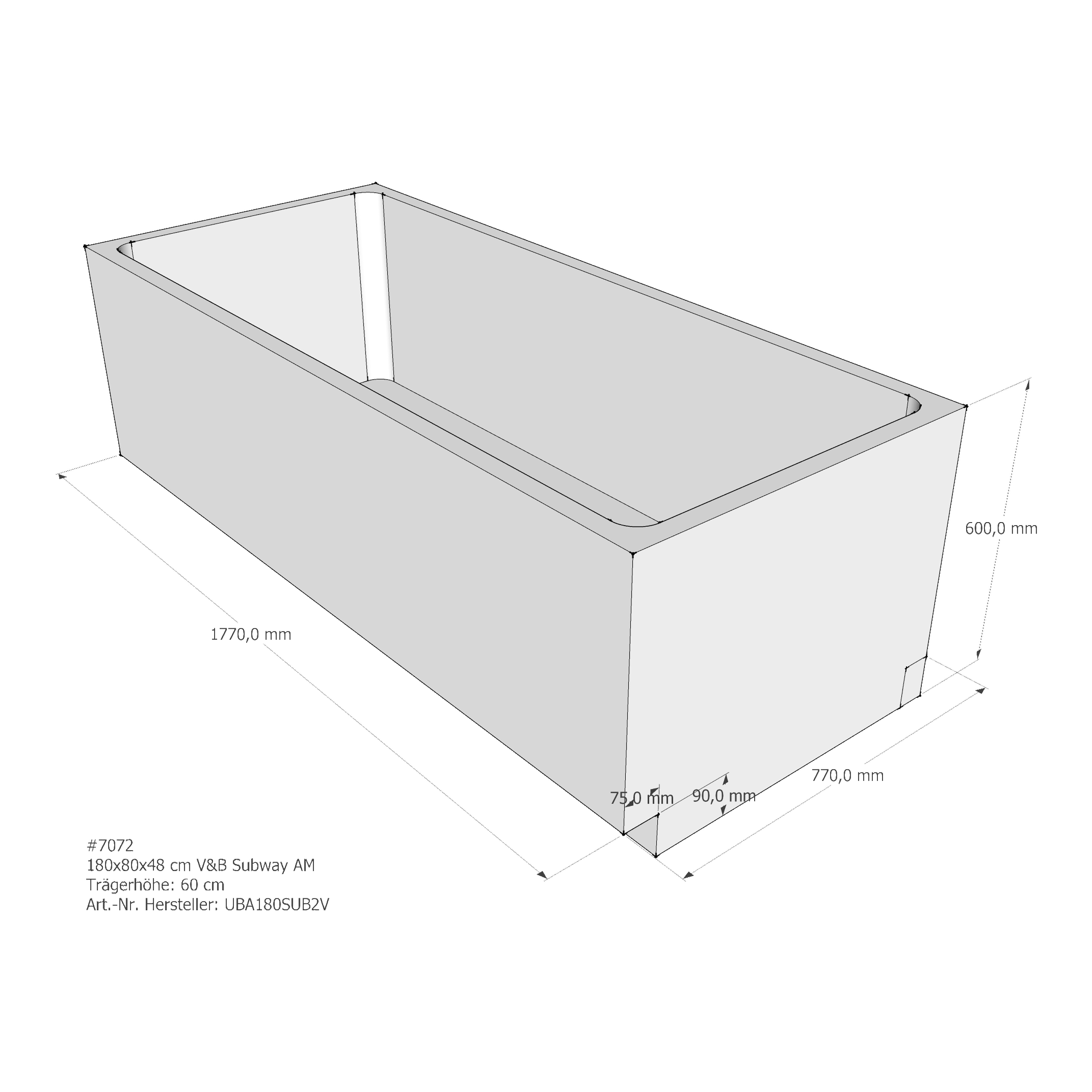 Badewannenträger für Villeroy & Boch Subway 180 × 80 × 48 cm Badewannenträger für Villeroy & Boch Subway 180 × 80 × 48 cm