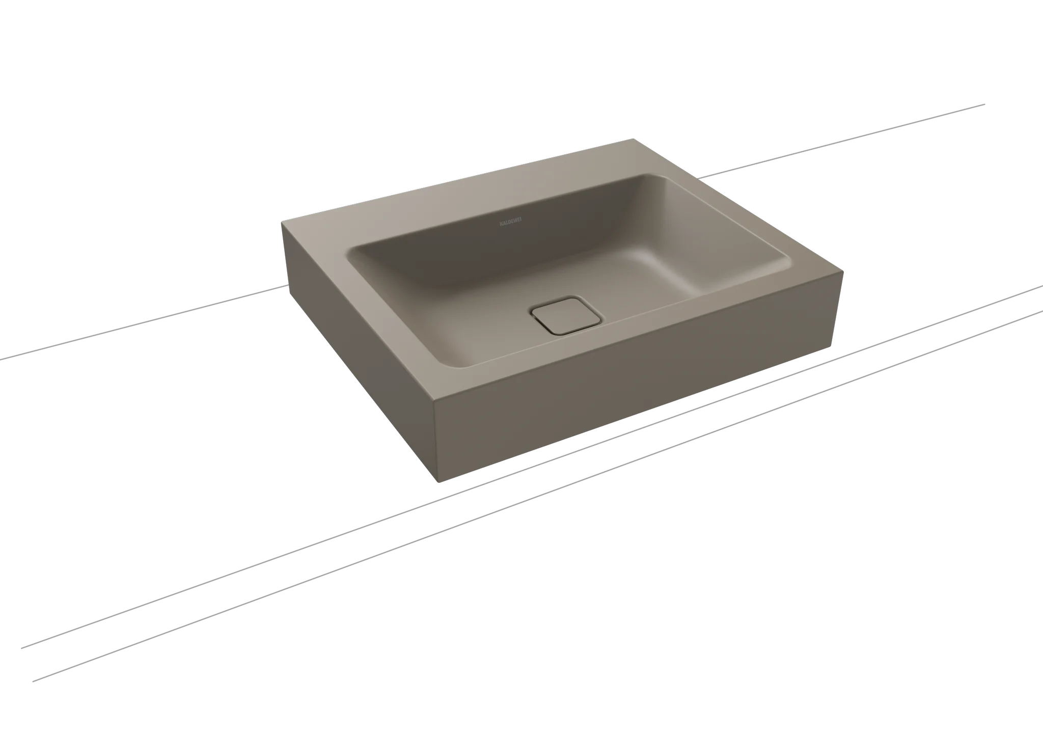 Kaldewei CONO Aufsatzwaschtisch, 600x500 mm, Randhöhe 120 mm, warm grey 60, Perl-Effekt, Antidröhn, ohne Überlauf