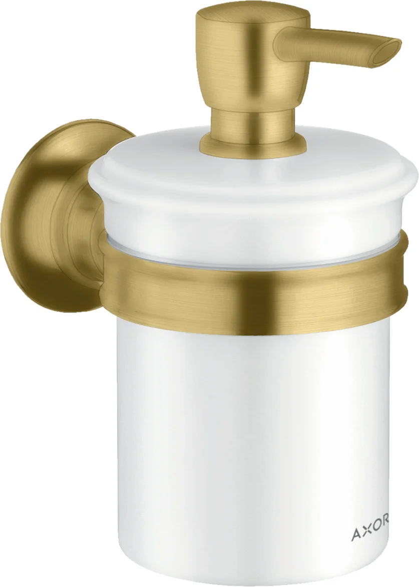 Hansgrohe AXOR Montreux Lotionspender Brushed Gold Optic, 300 ml, Wandmontage mit verdeckter Befestigung