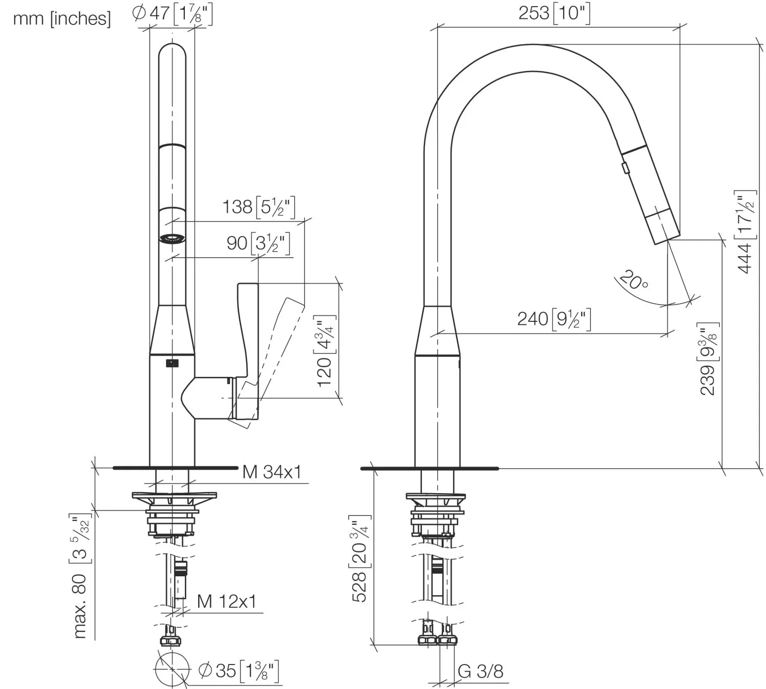 Einhebelmischer Pull-down mit Brausefunktion SYNC Chrom 33870895