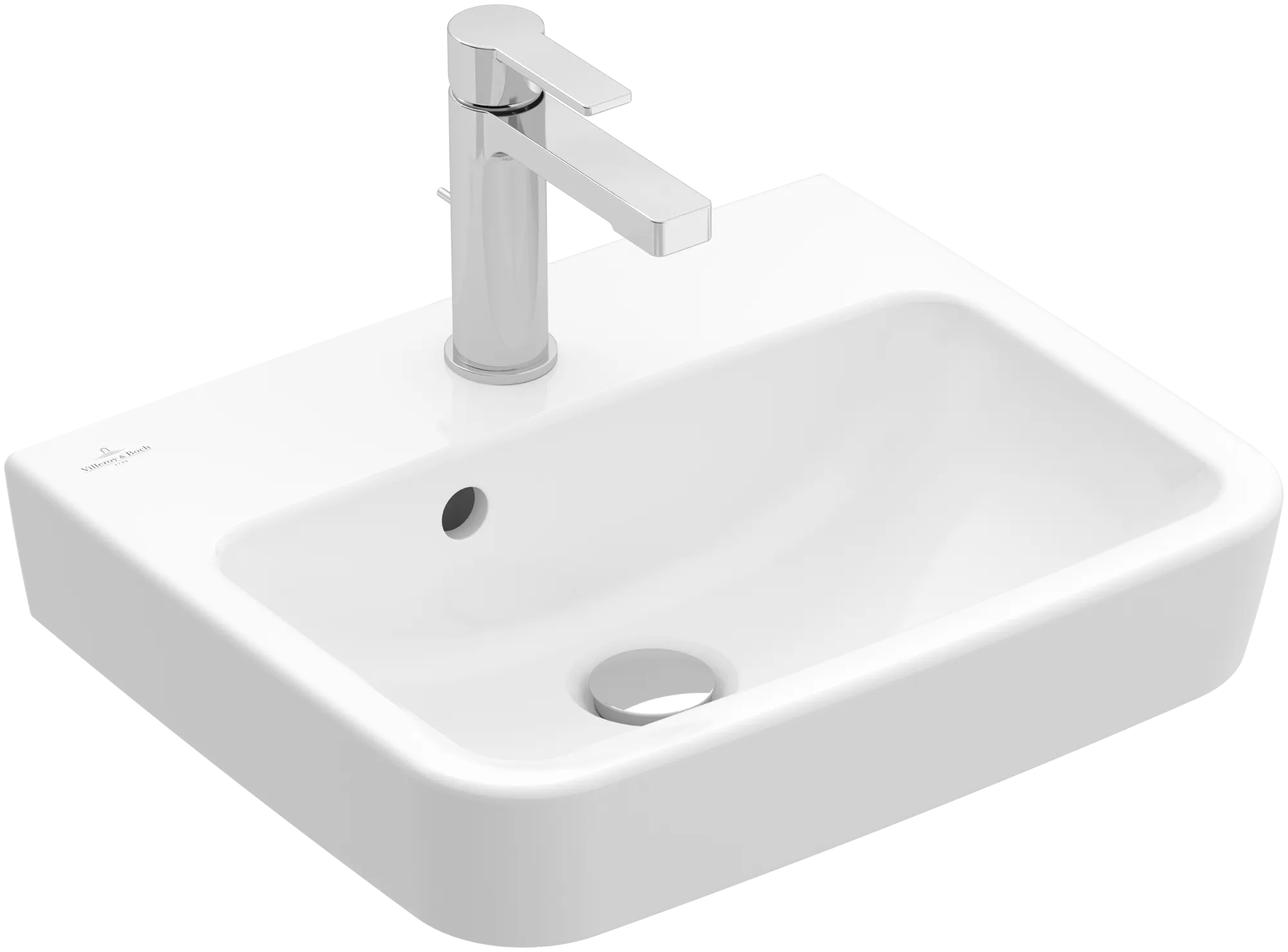 Villeroy & Boch Einbau-/Aufsatz Handwaschbecken geschliffen „O.novo“ 450 × 370 × 160 mm, für Becken mittig, mit Hahnlochbohrung, Hahnlochposition mittig in Weiß Alpin Villeroy & Boch Einbau-/Aufsatz Handwaschbecken geschliffen „O.novo“ 450 × 370 × 160 mm, für Becken mittig, mit Hahnlochbohrung, Hahnlochposition mittig in Weiß Alpin
