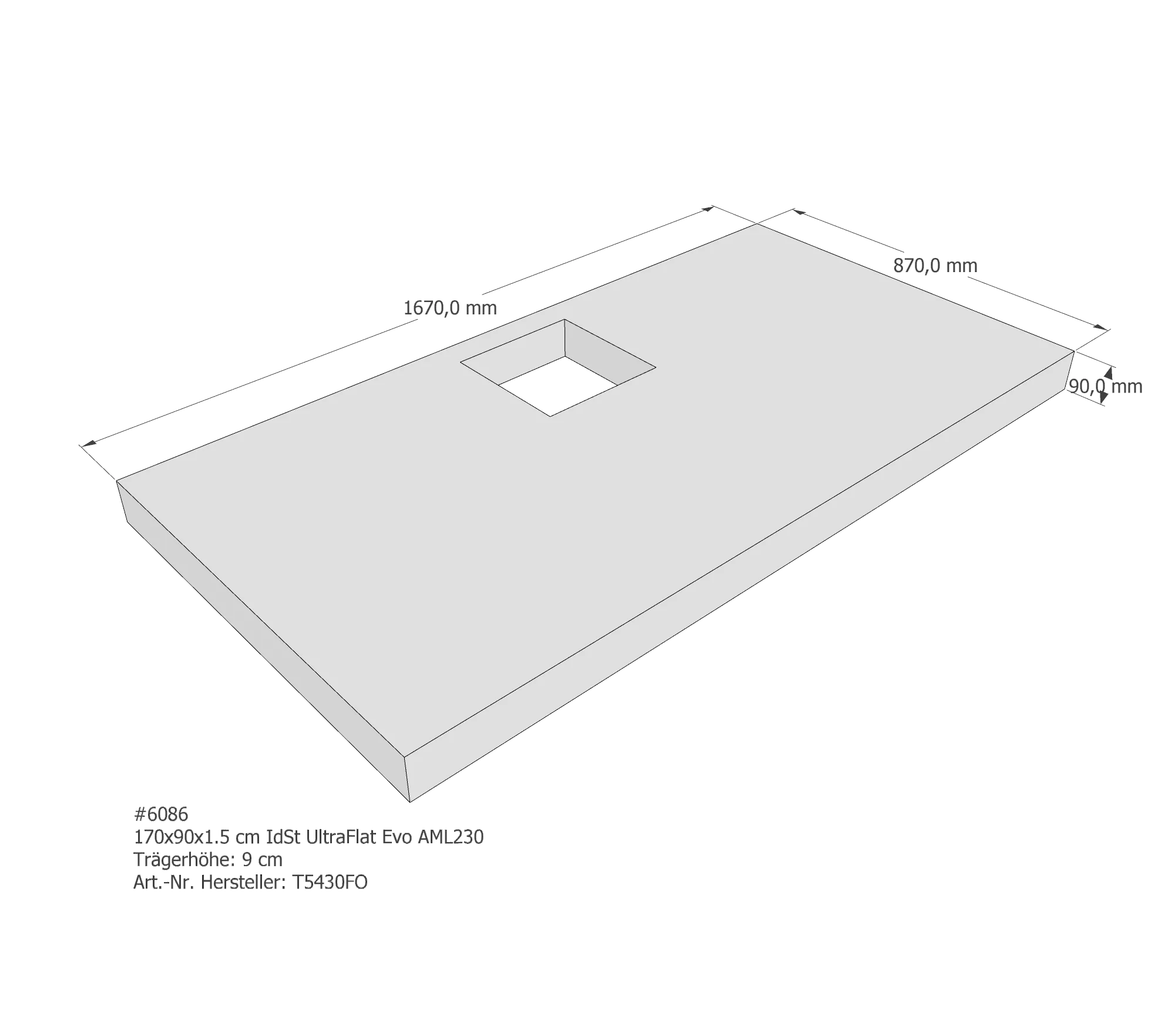 Duschwannenträger passend für Ideal Standard 170 × 90 × 1,5 cm
