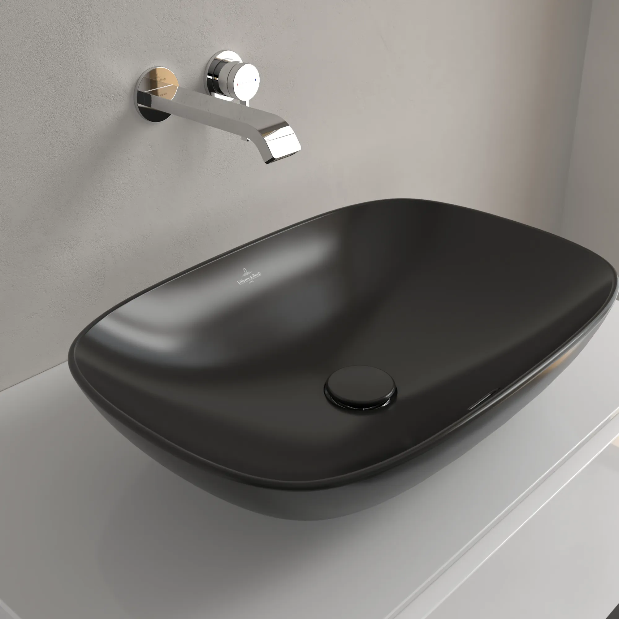 Villeroy & Boch Aufsatzwaschbecken Loop & Friends Pure Black CeramicPlus, 120 x 560 x 380 mm, TitanCeram, matt, mit Überlauf Villeroy & Boch Aufsatzwaschbecken Loop & Friends Pure Black CeramicPlus, 120 x 560 x 380 mm, TitanCeram, matt, mit Überlauf