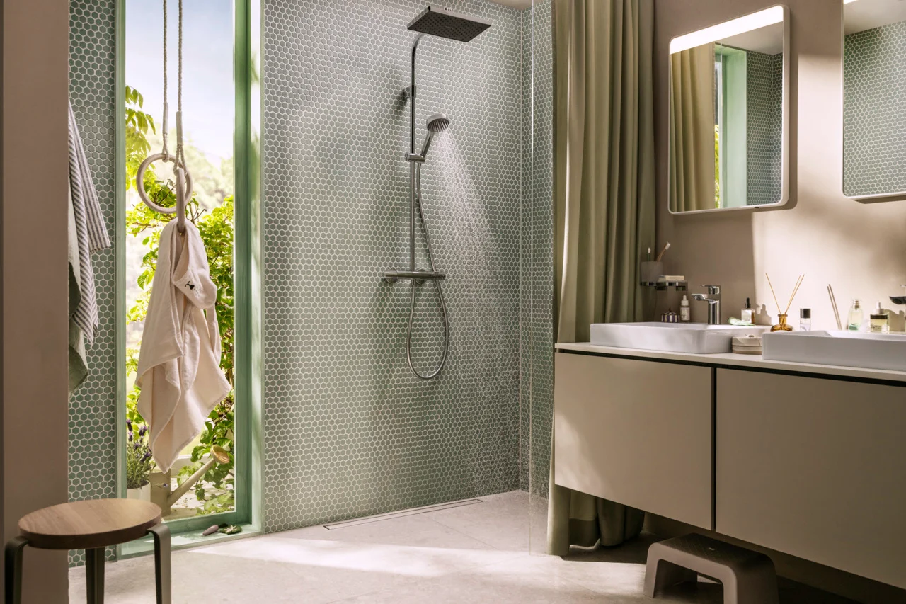 Activera Q Showerpipe 290/180 1jet EcoSmart mit Ecostat Fine, Oberfläche: Chrom