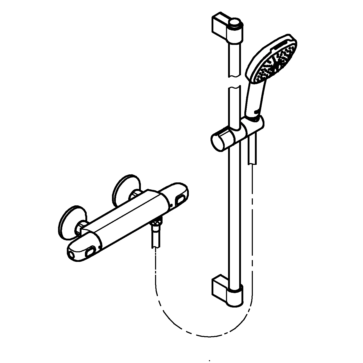 Thermostat-Brausebatterie Grohtherm 1000 34824_5, mit Tempesta Brausestangenset 900mm, 2 Strahlarten: Rain/Jet, chrom