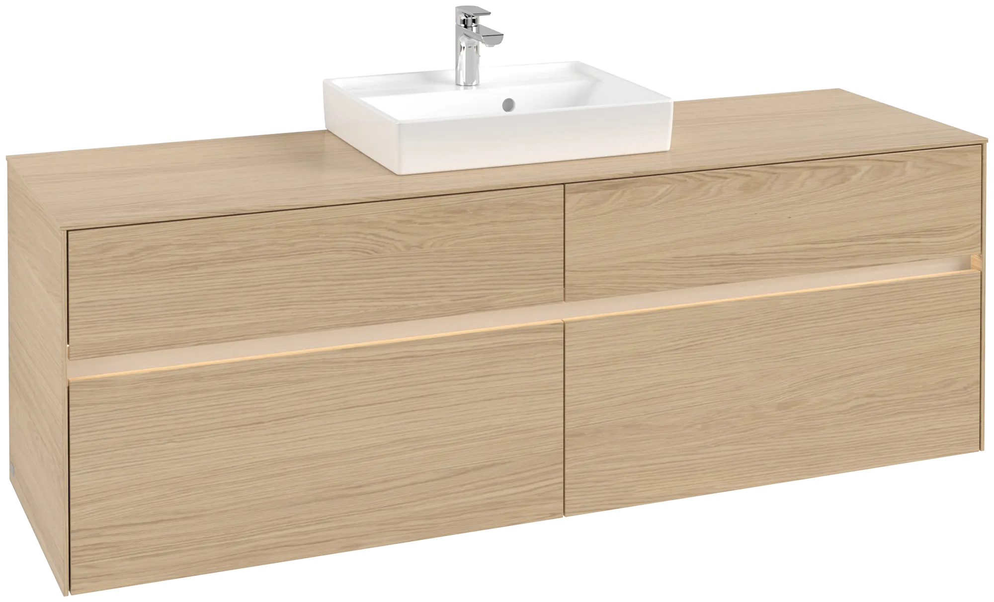 Villeroy & Boch Waschtischunterschrank „Collaro“ 1600 × 548 × 500 mm Nordic Oak, mit Beleuchtung, für Becken mittig