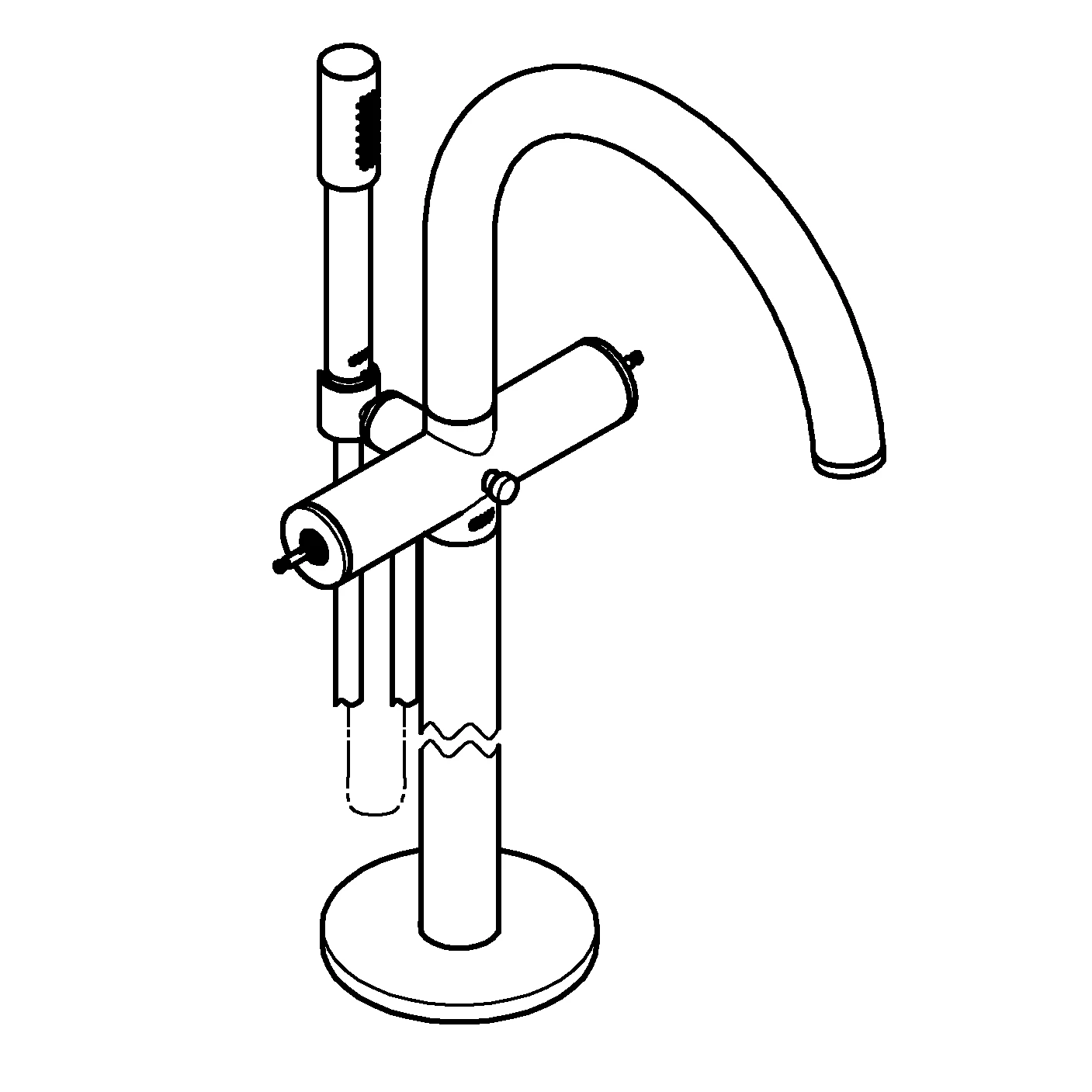 Wannenbatterie Atrio Private Collection 25227, Bodenmontage, für Hebelgriffe, Fertigmontageset für 45984, chrom