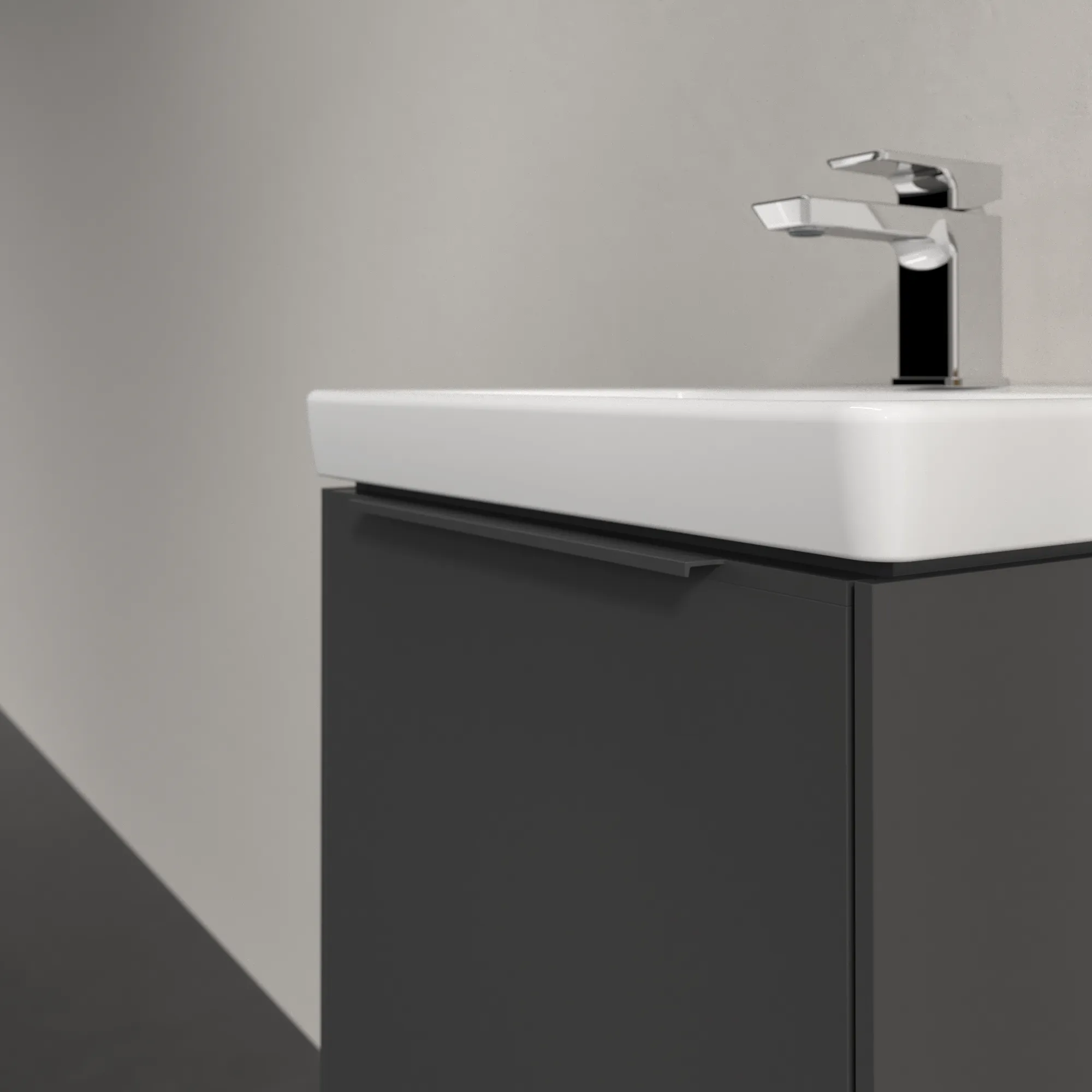 Villeroy & Boch Waschtischunterschrank mit Tür „Subway 3.0“ für Schrankwaschtisch 423 × 429 × 378 mm Graphite, 1 Tür, für Becken mittig, Anschlag links