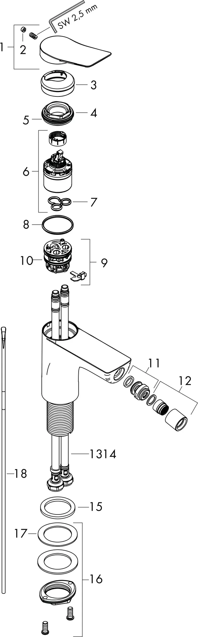 Hansgrohe Vivenis Einhebel-Bidetmischer mit Zugstangen-Ablaufgarnitur, Chrom Hansgrohe Vivenis Einhebel-Bidetmischer mit Zugstangen-Ablaufgarnitur, Chrom
