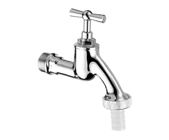 Auslaufventil, DN 15 G 1/2 AG, Schlauchverschraubung Ø 14,5 mm (DN 20 G 3/4 AG), mattchrom