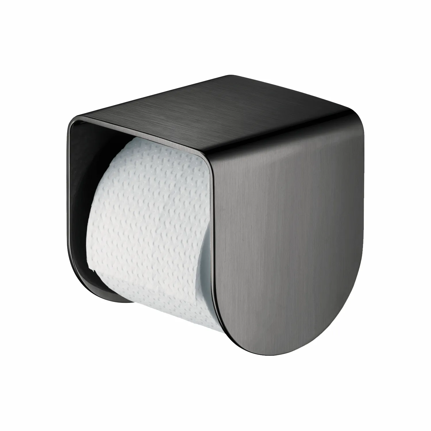 Hansgrohe AXOR Universal Softsquare Toilettenpapierhalter mit Ablage, Brushed Black Chrome, Wandmontage, Messing, verdeckte Befestigung Hansgrohe AXOR Universal Softsquare Toilettenpapierhalter mit Ablage, Brushed Black Chrome, Wandmontage, Messing, verdeckte Befestigung
